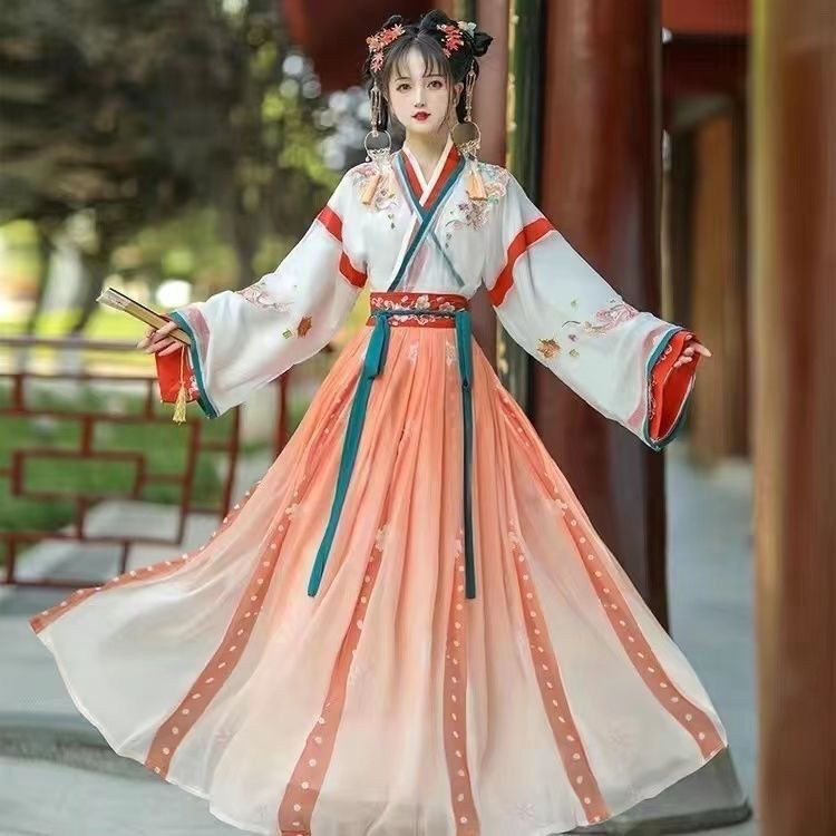 [Mystery Butterfly] สินค้าของแท้ผลิตใน Jinwei สไตล์จีน Hanfu หญิงข้ามปกกระโปรงยาวเอวนักเรียน Super Fairy