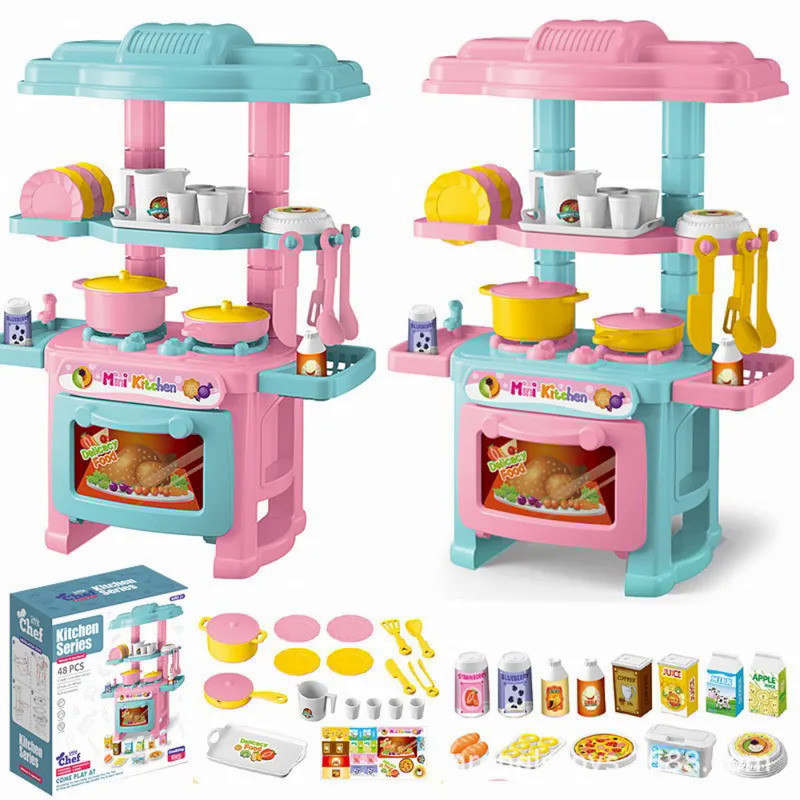 Kids Mini Kitchen Cooking Toy Set Pretend Cooking Food Play With Pots Pans Cookware Play Role Playin