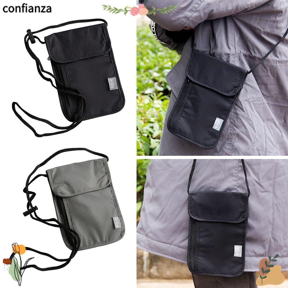 Confianza RFID Passport ID Bag, Nylon Multi-Functional Document Pouch, Portable Waterproof Packet Men
