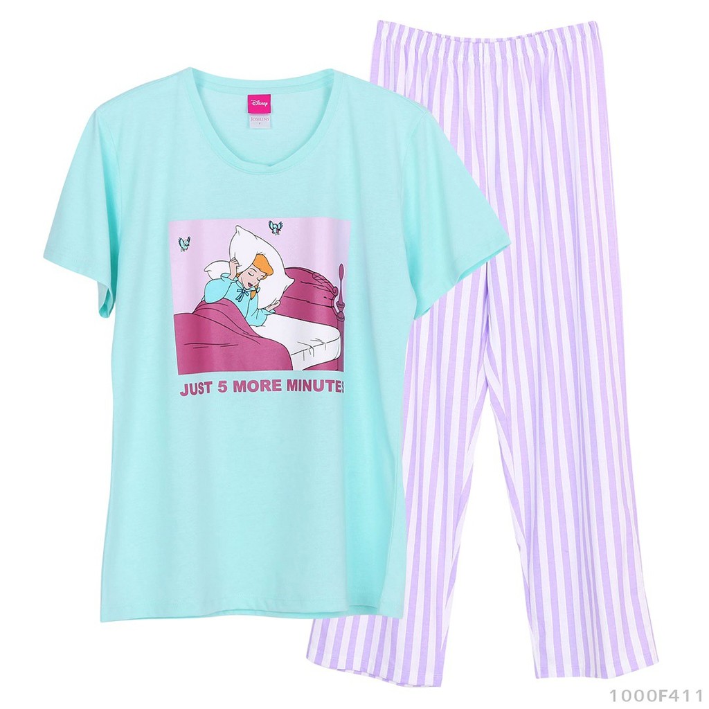 Josilins ชุดนอนผู้หญิง ลิขสิทธิ์ Disney Princess เสื้อคอกลม แขนสั้น กางเกงขายาว ผ้าคอตตอนยืด