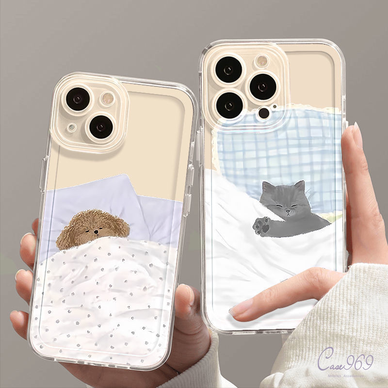 น่ารักลูกแมวลูกสุนัขคู่รักเปลือกอ่อน เคสไอโฟน iPhone 13 16 15 11 12 17 Pro Max 7 8 Plus XS Max XR X 11 13 15 Pro SE 2020 ราคา ถูกที่สุด ดีลบีเคเค แกลเลอรีภาพที่ 6