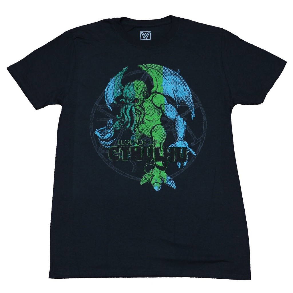 เสื้อยืดใหม่สําหรับผู้ใหญ่ Cthulhu - Legends Of Cthulhu Green Blue Pic