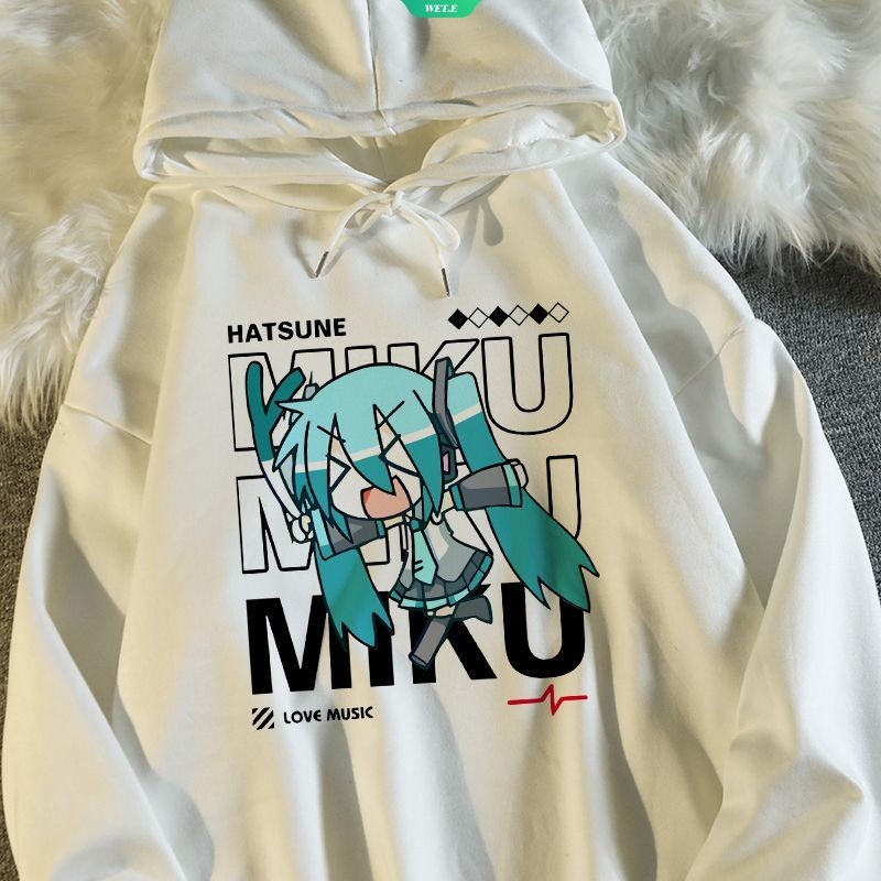 ฮัตสึเนะ มิกุ เสื้อกันหนาวมีฮู้ดแบรนด์ร่วมชายและหญิงนักเรียนอะนิเมะรอบเสื้อแจ็คเก็ตบางเทรนด์หลวม [ปีก]