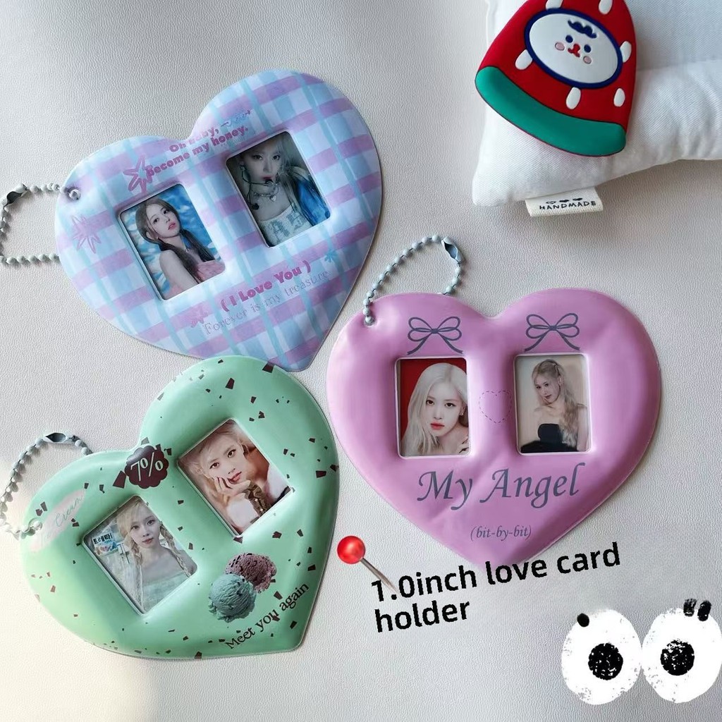 Ins น่ารัก 1 นิ้ว Photo Love กระเป๋าจี้ Red Aidou สติกเกอร์หัวใหญ่ Peach Heart พวงกุญแจ ID Photo จี้