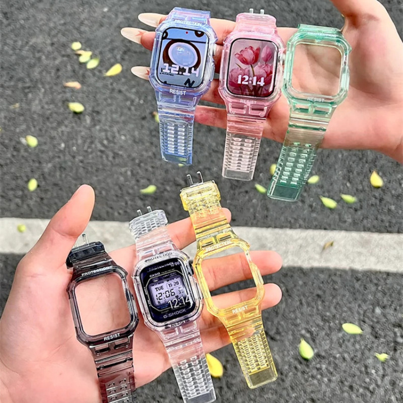 สําหรับ Apple Watch Series 10 42 มม.46 มม.9 8 7 41 มม.45 มม.Ultra 2 49 มม.ซิลิโคน TPU โปร่งใส Glacier integrated สายนาฬิกาสําหรับ Series 6 5 4 SE 40 มม.44 มม.3 2 1 38 มม.42 มม.