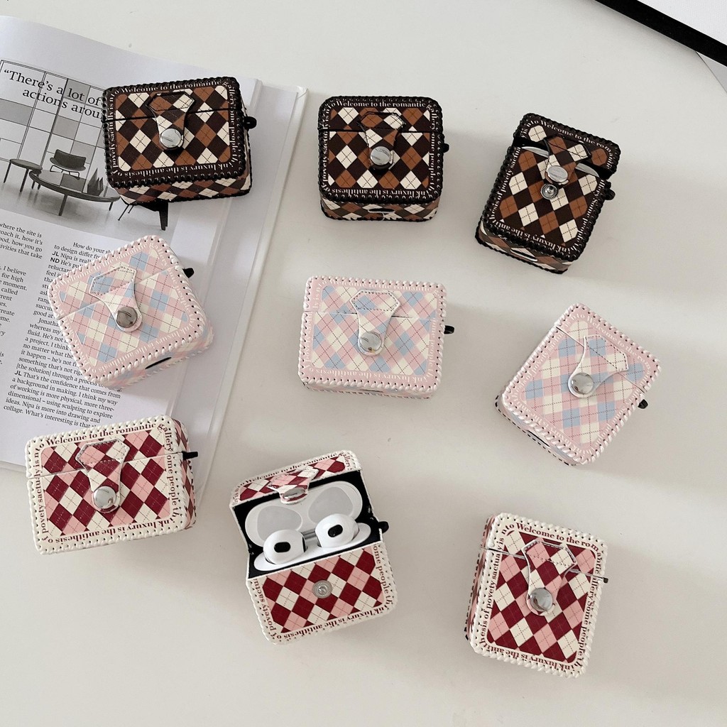 รูปแบบตาข่ายขนมเปียกปูนปลอกสําหรับ แอร์โพดส์ AIRPODS 4 PRO2 1/2/3 อุปกรณ์เสริมเชลล์ฝาครอบป้องกันสแคว