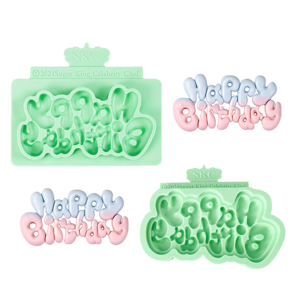 Kalaien รูปแบบใหม่สุขสันต์วันเกิดซิลิโคนแม่พิมพ์ DIY เบเกอรี่เค้กตกแต่ง sugarcraft, วางหมากฝรั่ง, ดิน DIY มือหัตถกรรมง่ายที่วางจำหน่าย, ตัวอักษรไม่ติดซิลิโคนแม่พิมพ์