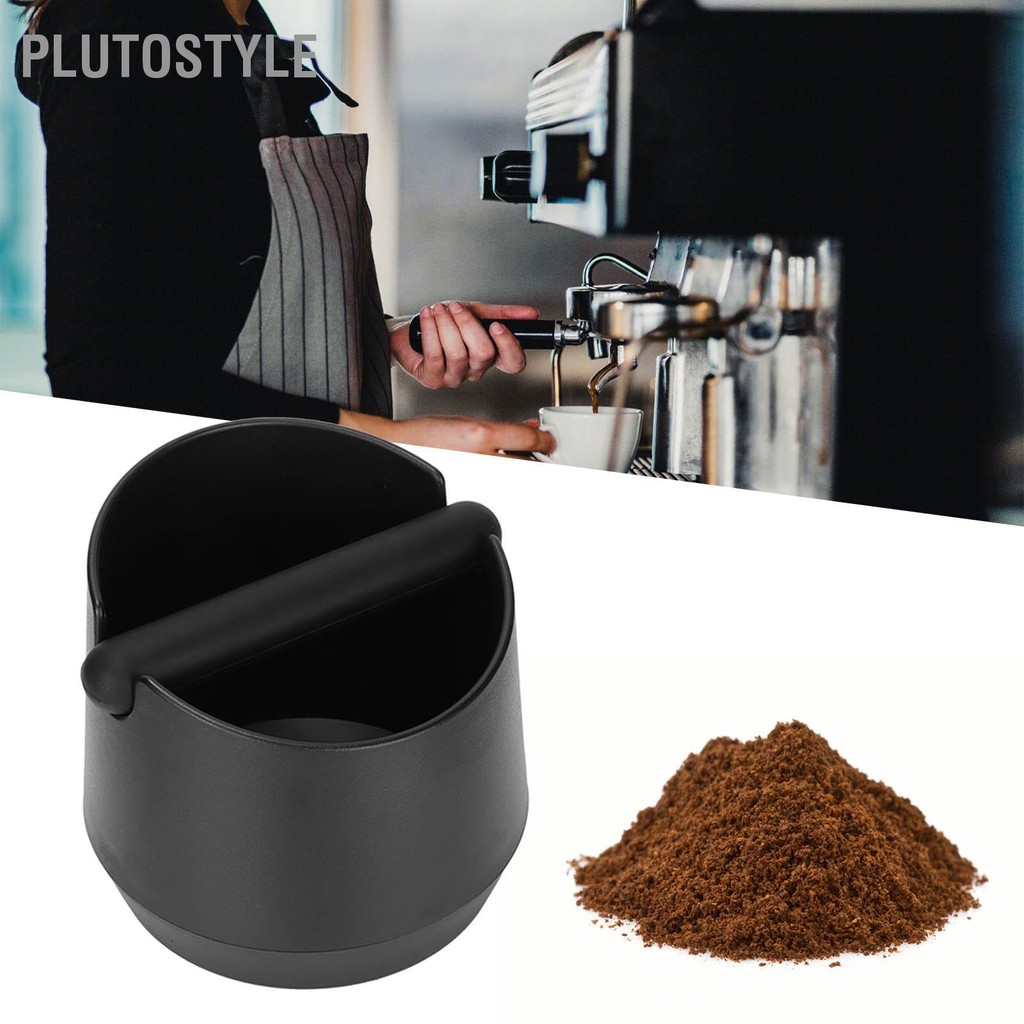 PLUTOSTYLE Coffee Knock Box ABS Black Grind Disposal Dump Bin with Bar for Semi Automatic Machine