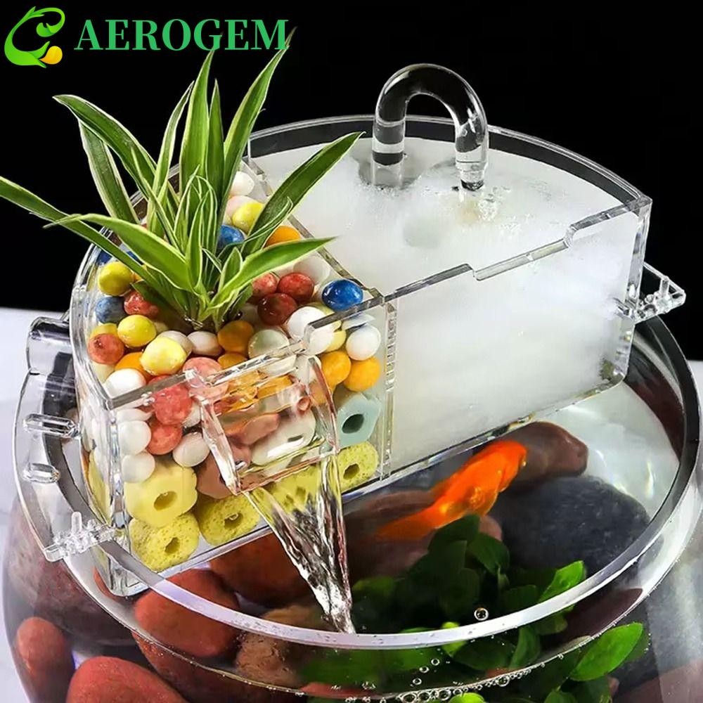 Aerogem กล่องกรองภายนอก, 3-in-1 Water Circulation Acrylic Fish Tank Top Filter, Premium Edge Hole Silent น้ําตกแขวนประเภท Aquarium กล่องบ้าน
