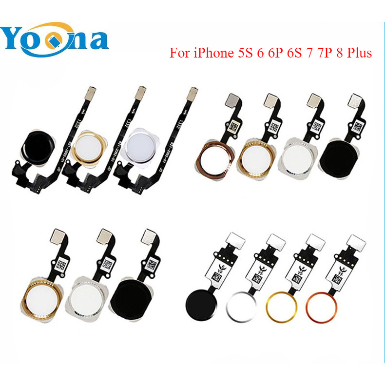 เมนูปุ่ม Home Key Flex Cable Touch ID เซ็นเซอร์ลายนิ้วมือสําหรับ iPhone 5S 6 6P 6S 7 7P 8 Plus Homebutton ซ่อมเปลี่ยน