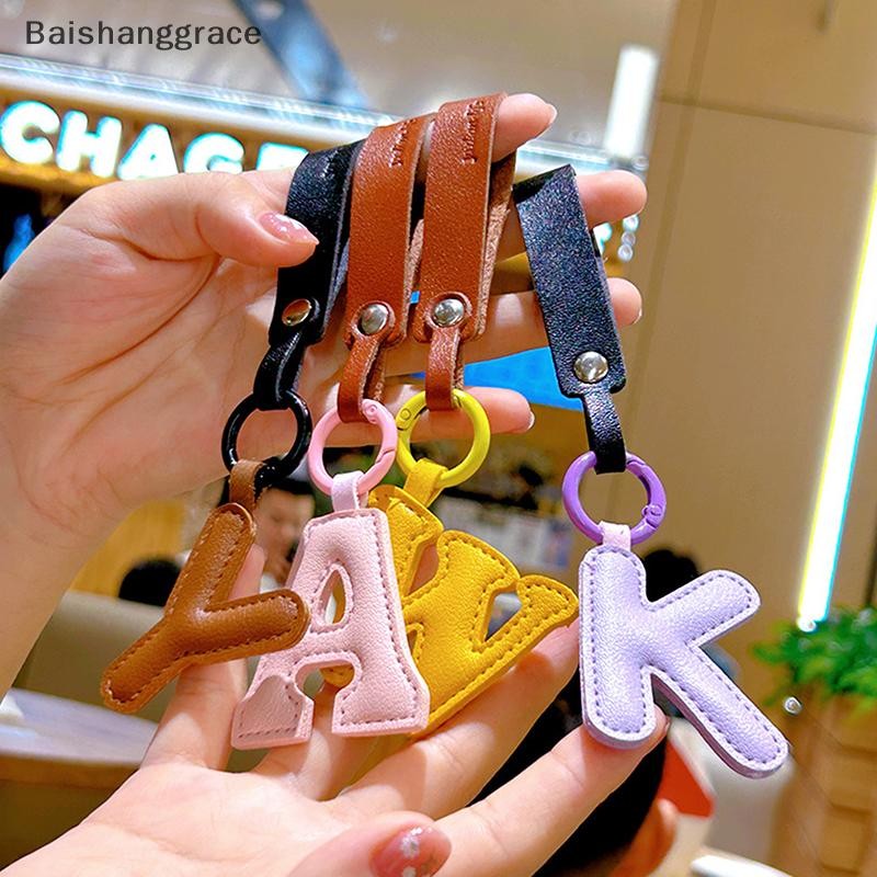 Baishanggrace A ถึง Z PU หนังเริ่มต้นพวงกุญแจผู้หญิง Candy สีแฟชั่นกระเป๋าโทรศัพท์จี้รถ Key แหวนเครื่องประดับของขวัญ HHT