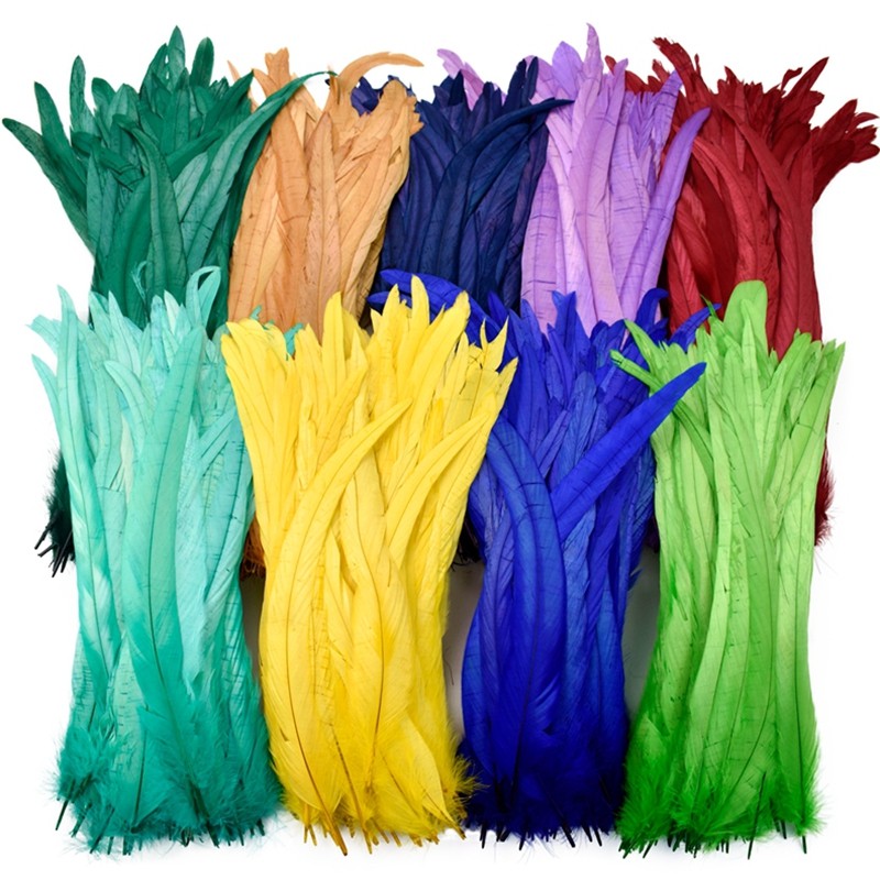 ขายส่ง 50 ชิ้น/ล็อต Rooster Feathers สําหรับงานฝีมือสีดําขนาดใหญ่ไก่ Feather Cock ไก่ Carnival อุปกรณ์เสริมตกแต่งสําหรับเสื้อผ้า