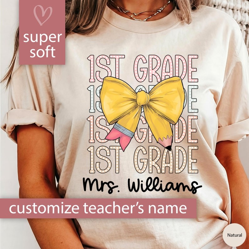 First Grade Teacher Shirt, Custom Coquette Bow 1st Grade Tshirt For Teacher T Shirt, Elementary Scho