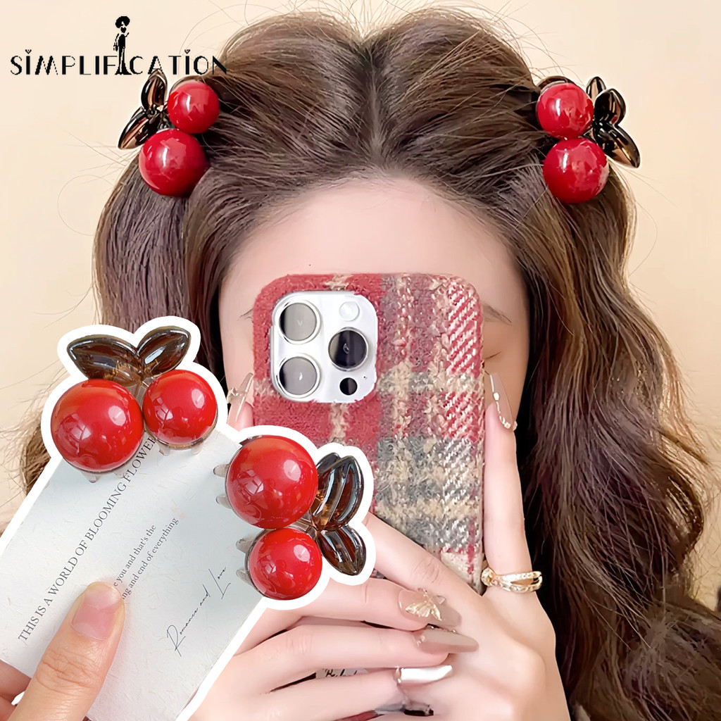 Sweet Ankela กิ๊บติดผมรูปเล็บเชอร์รี่สีแดง - เด็กผู้หญิงเด็ก Kawaii Cherries Serise กิ๊บติดผม - ปีใหม่ปาร์ตี้เครื่องประดับแฟชั่นของขวัญ