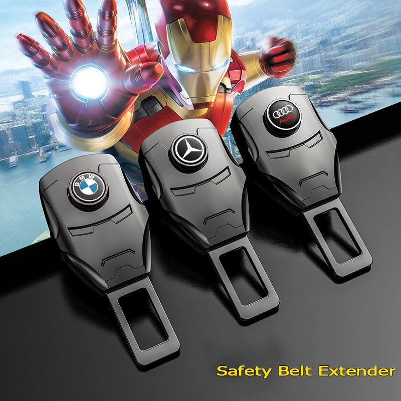 1/2pcs เข็มขัดนิรภัยรถยนต์ Extension Buckle กําจัดเสียงหัวเข็มขัด iron Man จัดแต่งทรงผมรถสําหรับ Toy