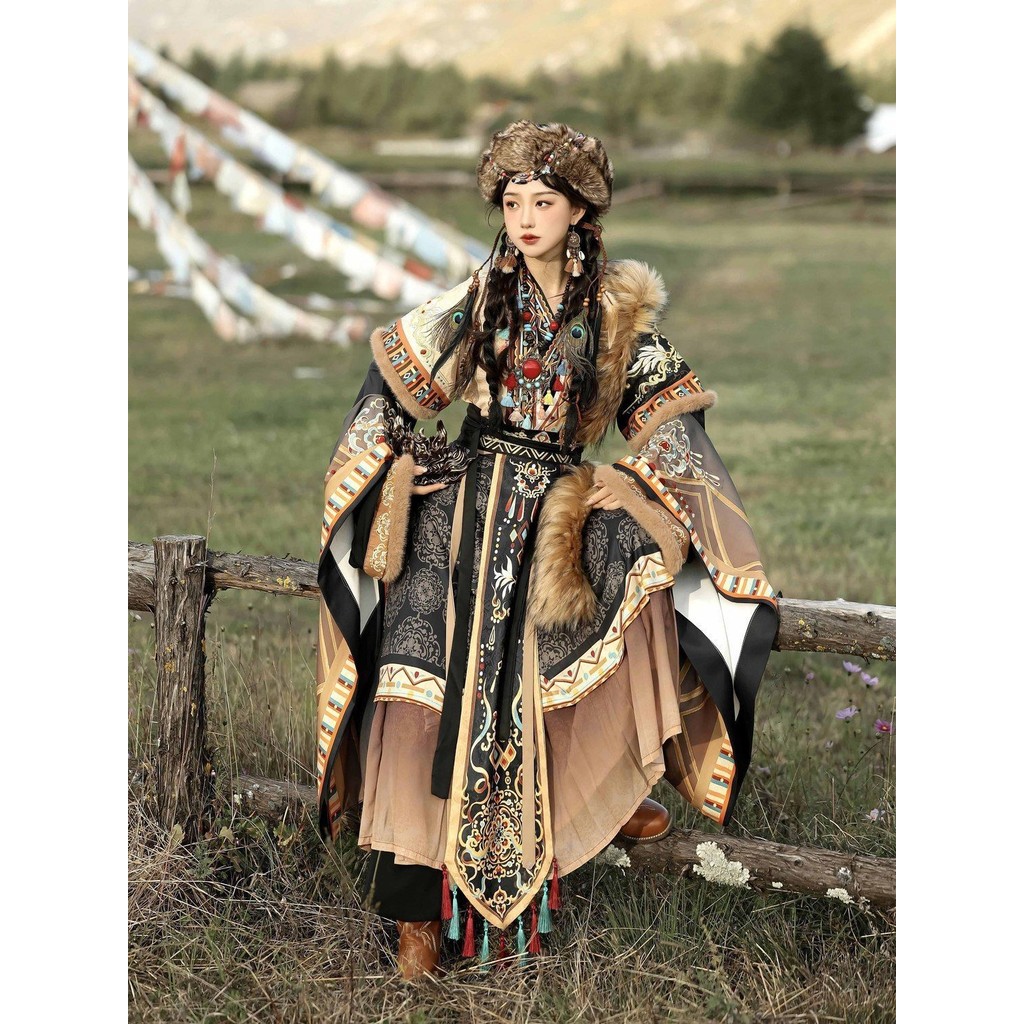 Inkalei Original Fairy เสื้อผ้าชาติพันธุ์สไตล์ทิเบตทุกวันชุดปรับปรุง Hanfu หญิง Exotic เสื้อผ้าฤดูใบไม้ร่วงฤดูหนาว/ลูกปัด 12.13