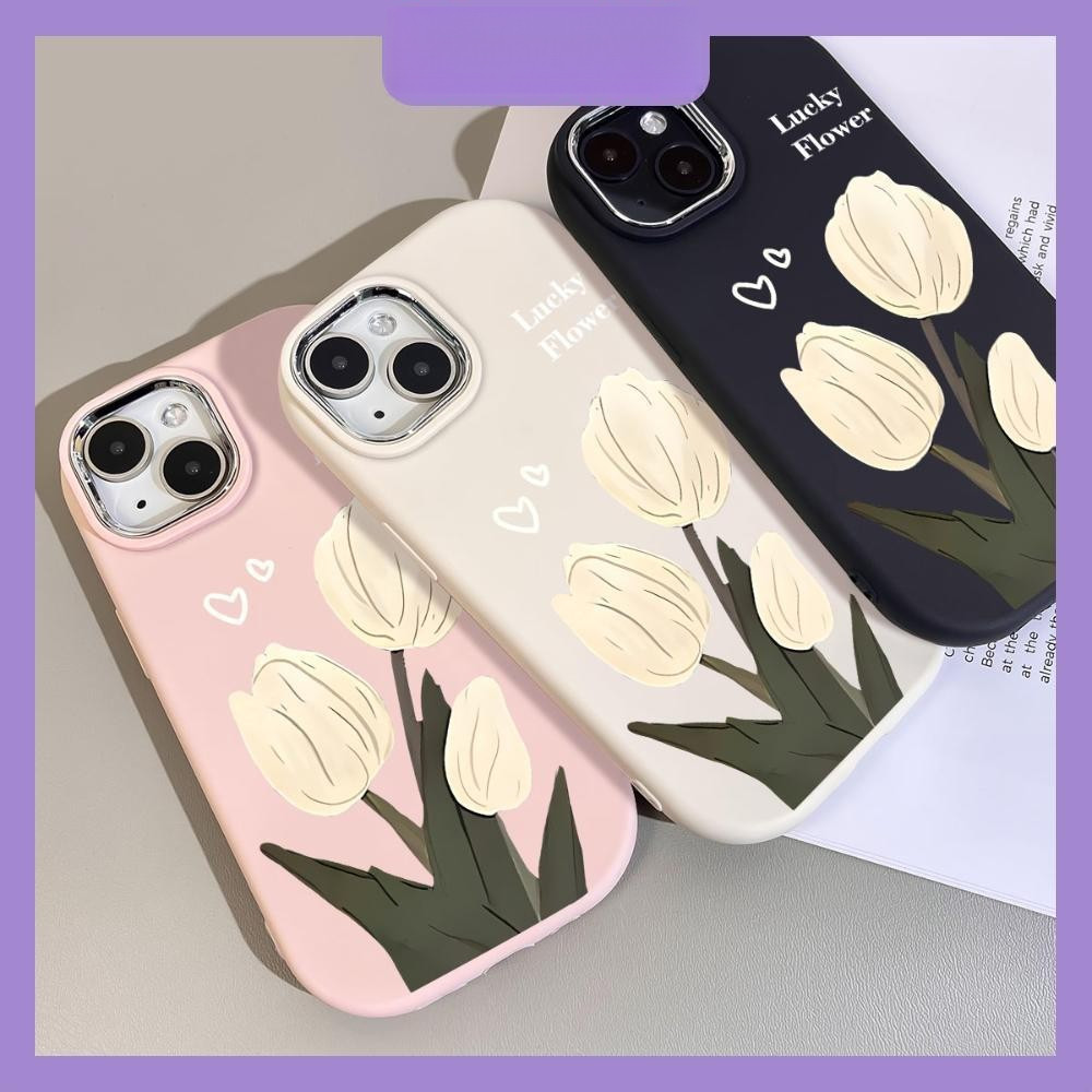 ทิวลิปเหมาะสําหรับ iPhone 11pro 13pro X XR 11 12 13 14 15 16plus 11 12 13 14 15 16pro Max XS Max เคส