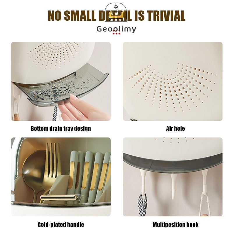 ที่วางตะเกียบติดผนัง ที่ใส่ช้อนส่อม กล่องเก็บช้อนส้อมตะเกียบ ตะขอแขวน ติดผนัง ไม่ต้องเจาะ สดวกในการจั ✨Geoo - รูปที่ 5