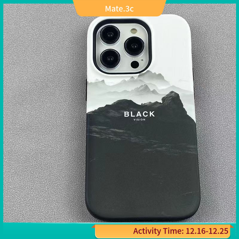 เคสโทรศัพท์มือถือ ฟิล์มสองชั้น กันกระแทก แวววาว ลายภูเขา ยอดเขา สําหรับ Iphone 15 14pro 13 LYQE