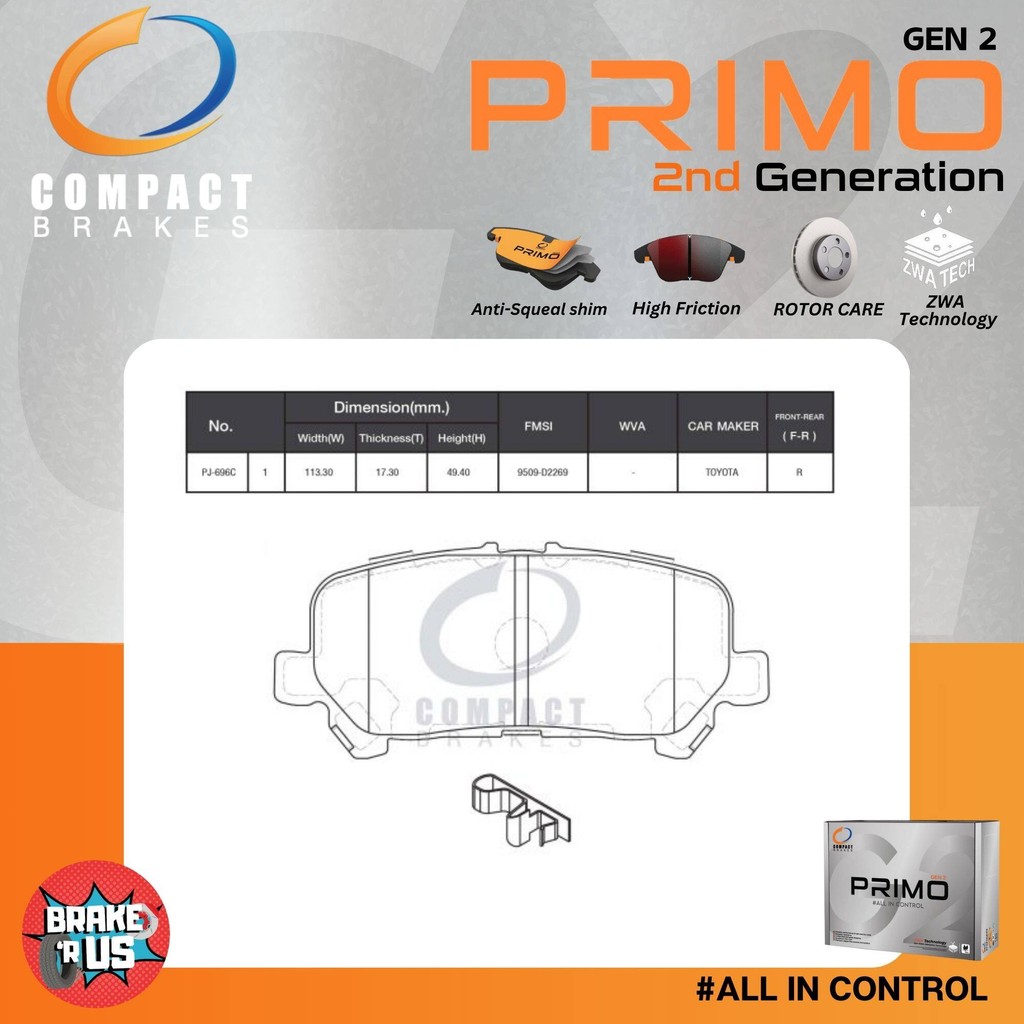 PRIMO gen2 Toyota Commuter GDH300,322 ปี 2019-2022 ผ้าดิสเบรค หน้า, ผ้าเบรค หน้า , หลัง DPX681,DPX696,SNP2372 - รูปที่ 3