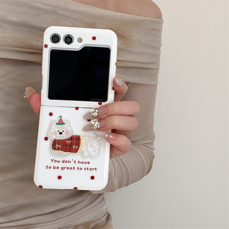 เคสโทรศัพท์สีขาว Wave Dot สำหรับ Samsung Galaxy zflip6 / 5 รุ่นกรณี