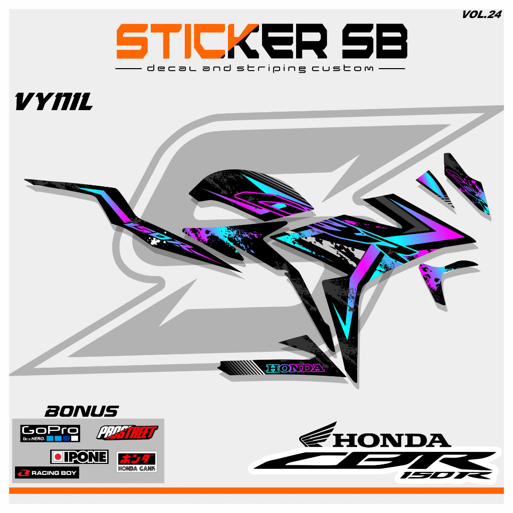 สติ๊กเกอร์แถบ CBR 150R - HONDA CBR 150R RAINBOW HOLOGRAM สติ๊กเกอร์ LATEST EDITION SB VOL 24