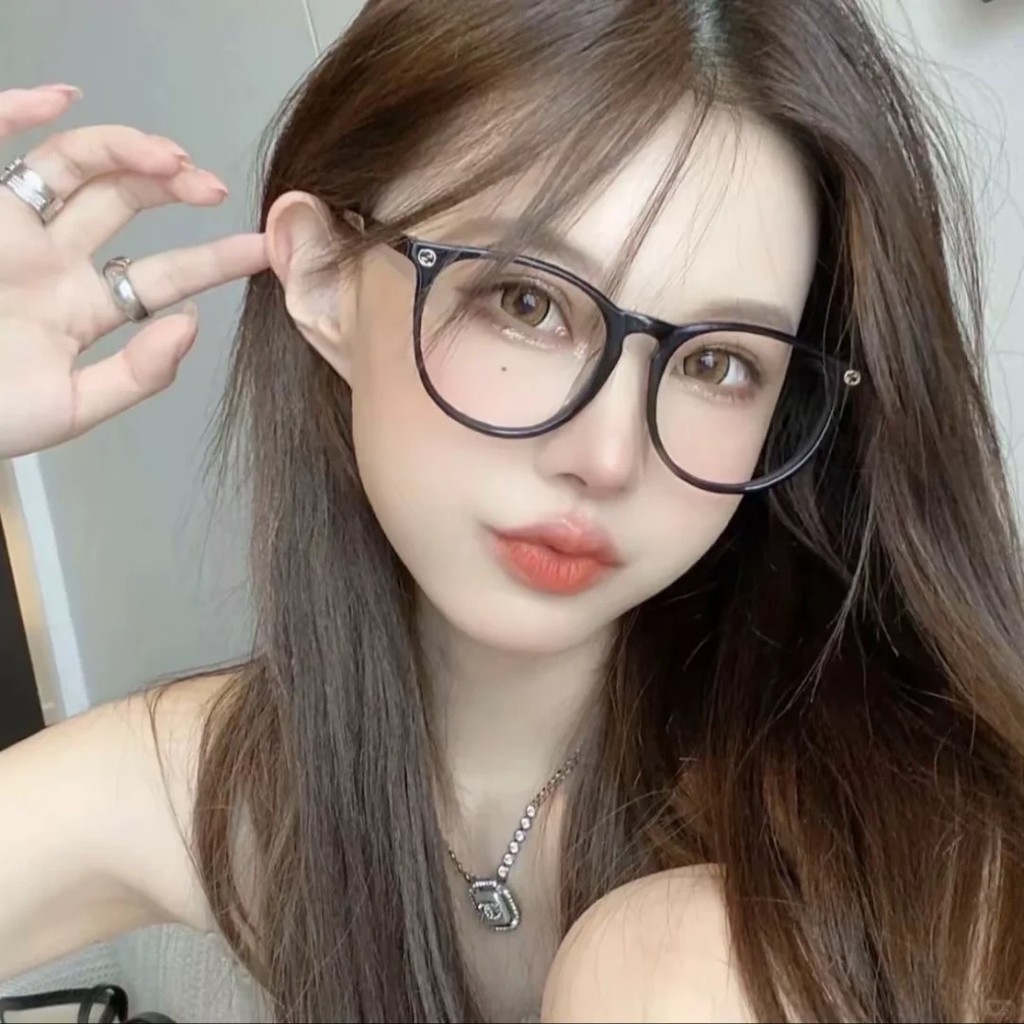 กรอบแว่นตา Gucci กรอบแว่นตาผู้หญิงแผ่นกลม Chen Tao แว่นตา Gucci แบบเดียวกัน INS มูลค่าสูง gg0027o