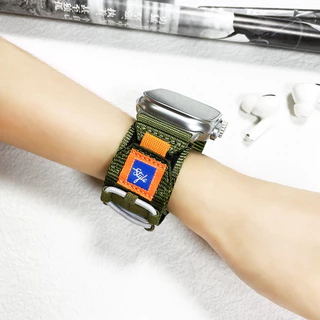 ไนลอนห้าห่วงวงสําหรับ Apple Watch Series 2/4/5/6/7/8/9 ขนาด 41/42/44/45/46/49 มม. พร้อมสายกีฬาสํารอง