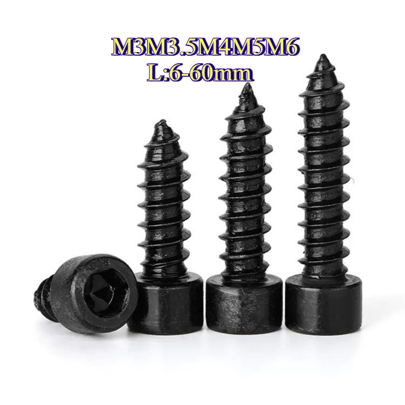 M3M3.5M4M5M6 เกรด 8.8 ซ็อกเก็ตหกเหลี่ยมสีดําสกรูแตะตัวเองสกรูไม้หกเหลี่ยม [ZQ-WDY]