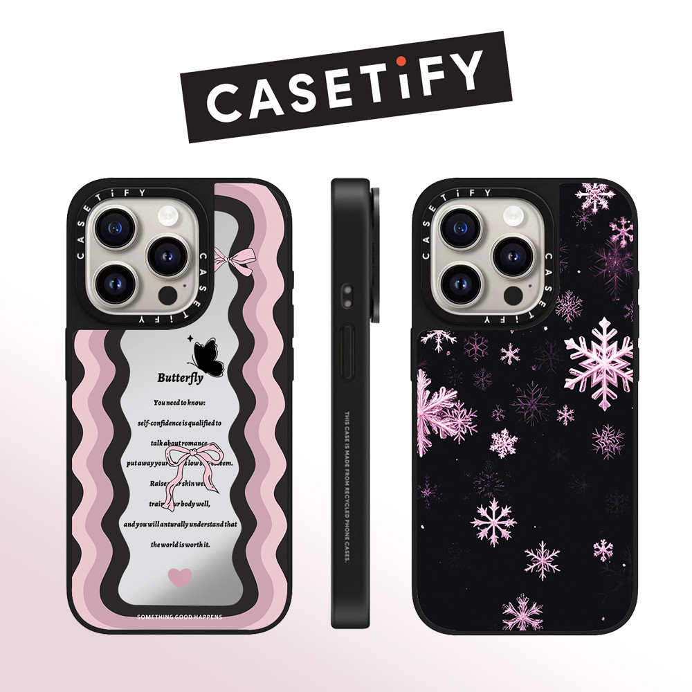 Drop proof CASETIFY เคสโทรศัพท์สําหรับ iPhone 16promax 16pro 16 15Pro 15promax 14promax 13 13promax พิมพ์ด้านข้างเคสแข็งเกล็ดหิมะ 12promax กรณี iPhone 11 กรณีคุณภาพสูง