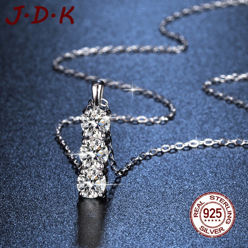 JDK สร้อยคอเพทาย 5A จี้เงินผู้หญิง