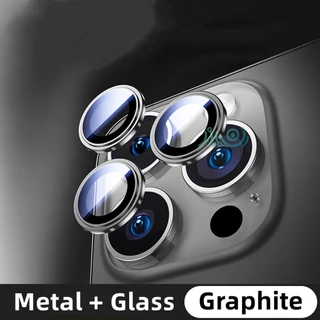 ตัวป้องกันเลนส์โทรศัพท์สีม่วงเหมาะสําหรับ iPhone 11 12 13 14 15 16 Pro Max mini Plus เลนส์แก้วแหวนโลหะฝาครอบกล้อง