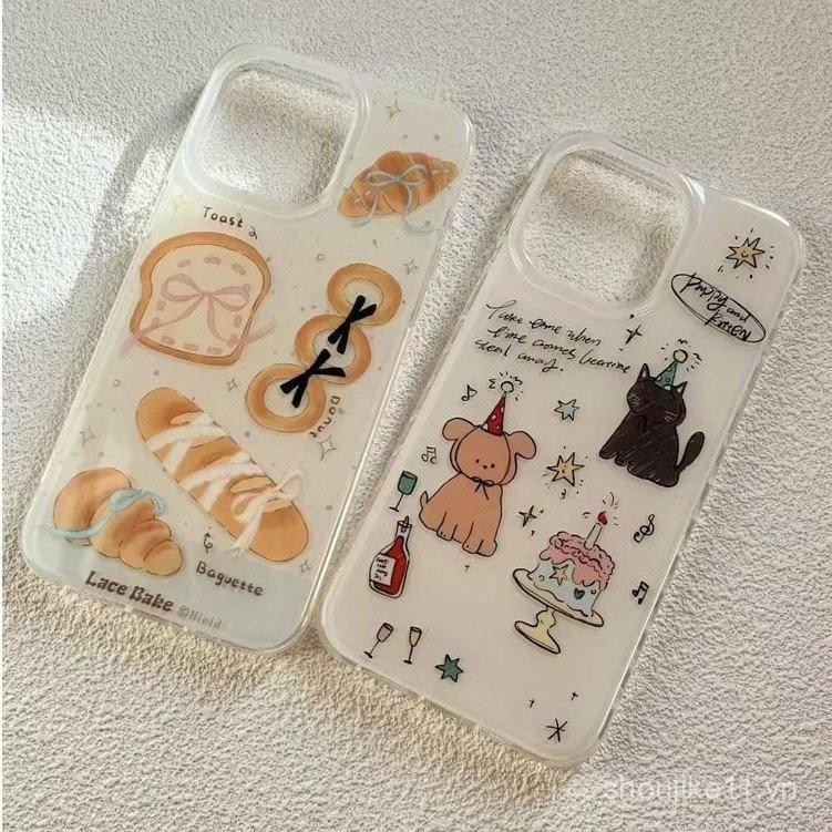 IMD การ์ตูนสุนัขขนมปังรูปร่างเคสโทรศัพท์ใช้งานร่วมกับ iPhone 16 Pro Max/15/14 Pro Max/13 Pro Max/12 