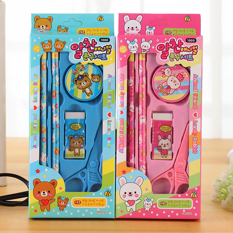 School Stationery Set 5 in 1 Stationery Package พร้อมของที่ระลึกของขวัญ S&F1019
