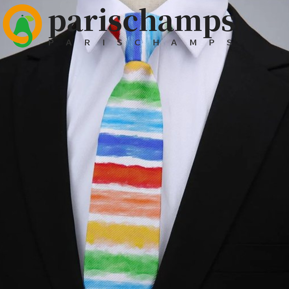PARISCHAMPS เน็คไทสีสันสดใส, เน็คไทสีรุ้งแคบแบบนุ่ม, เน็คไทมือแบบสบาย ๆ 8 ซม. ปรับได้เนคไทผู้ชาย