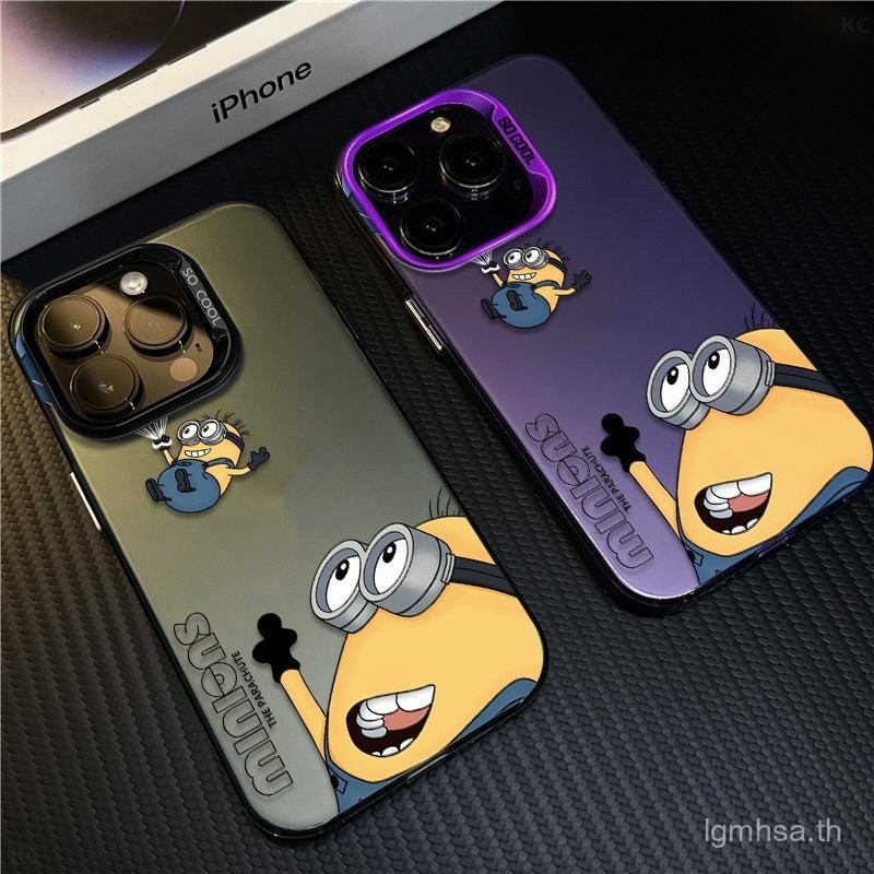 เคสโทรศัพท์ลายมินเนียน แฟชั่นสร้างสรรค์ สัมผัสระดับไฮเอนด์ เหมาะสำหรับ iPhone 13 14 15 16 Pro Max 11 Pro Max 11 12 Pro 13 Pro 14 Pro 15 Pro XS Max XS 8 Plus เคสซิลิโคนกันกระแทก