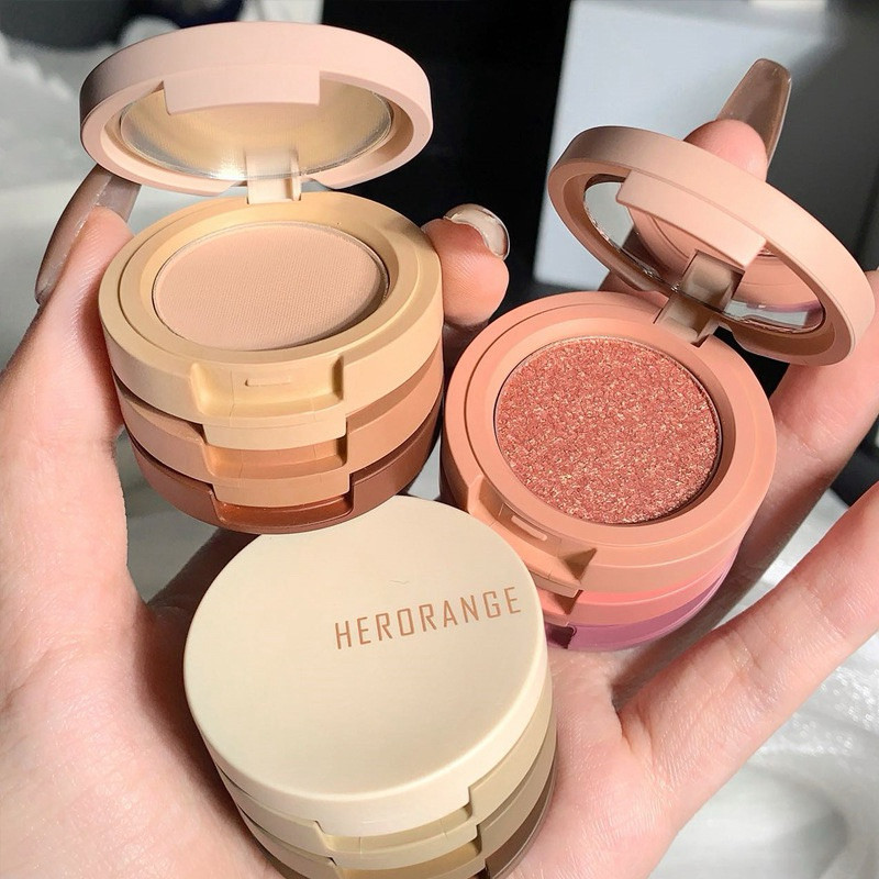 S-37🌟Herorange 3in1 Face Palette พาเลตต์อเนกประสงค์ รวมอายแชโดว์ บลัชออน และไฮไลท์ในตลับเดียว