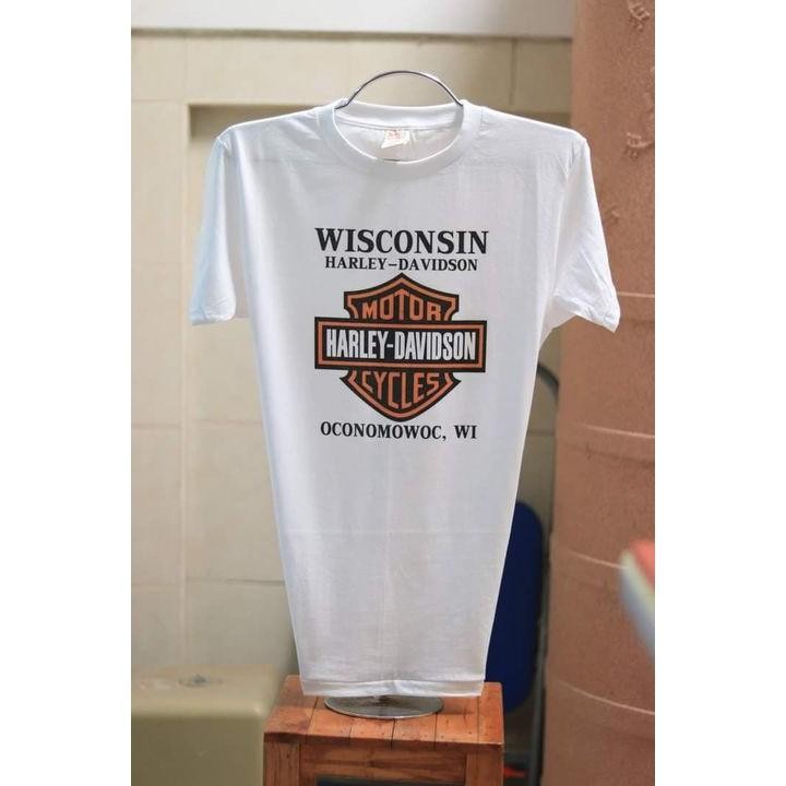 เสื้อยืด Harley -Sport-T Vintage Sine 1970 Cotton พิมพ์คอกลมแขนสั้น