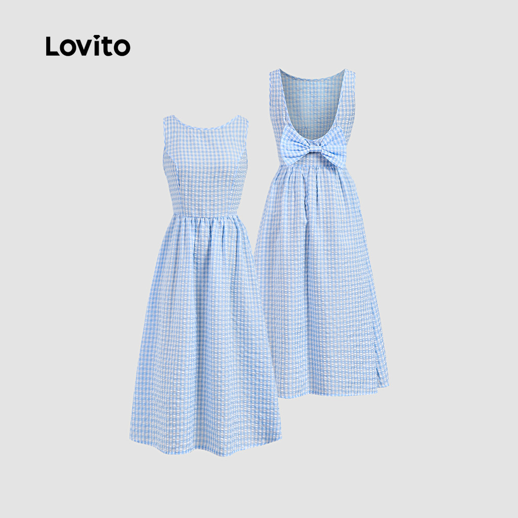 Lovito ชุดเดรสเปลือยโบว์โบว์ลําลองสําหรับผู้หญิง L128ED907
