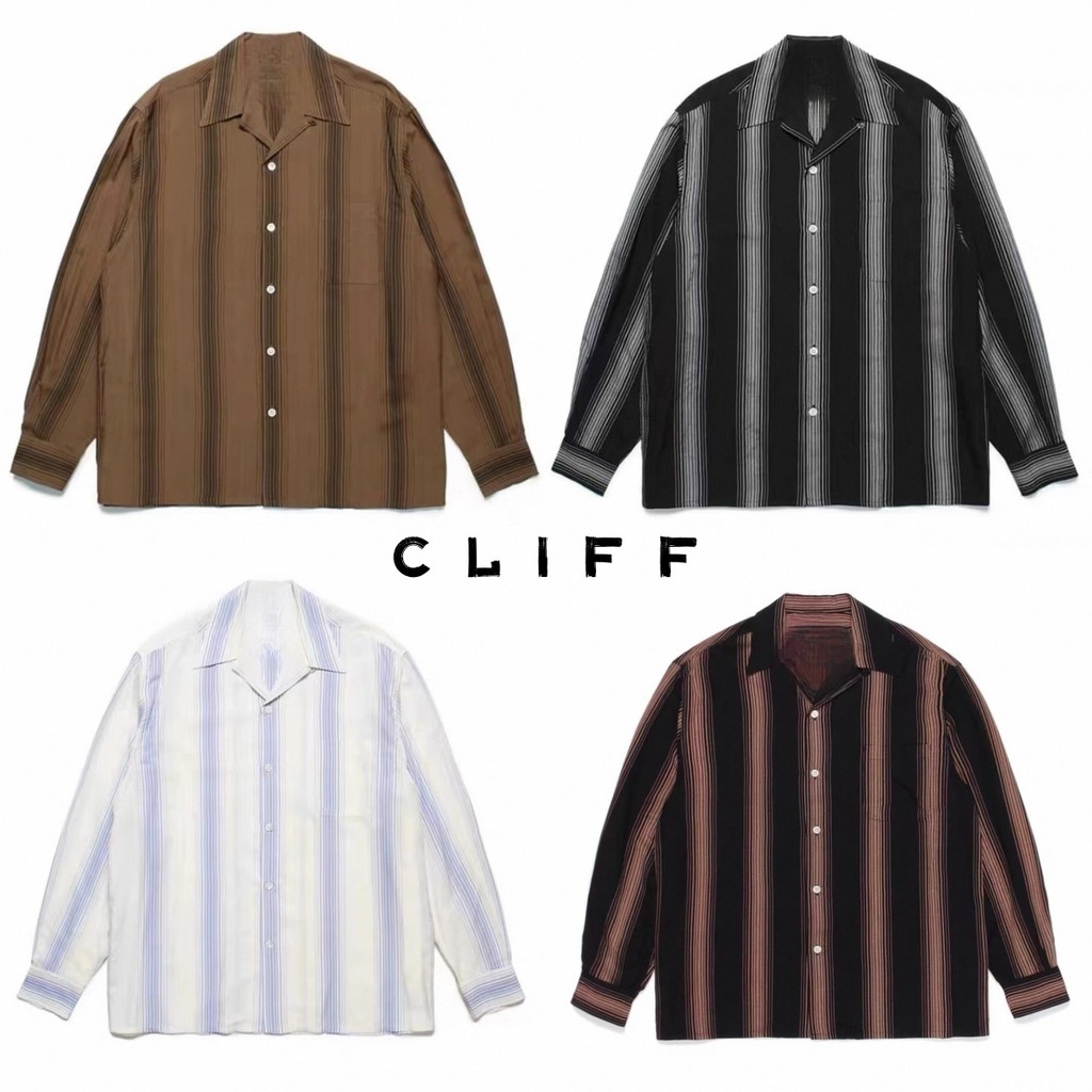 CLIFF เสื้อเชิ้ตลายดอกไม้ เสื้อเชิ้ตแขนยาว การออกแบบลายทาง ชุดคู่รัก