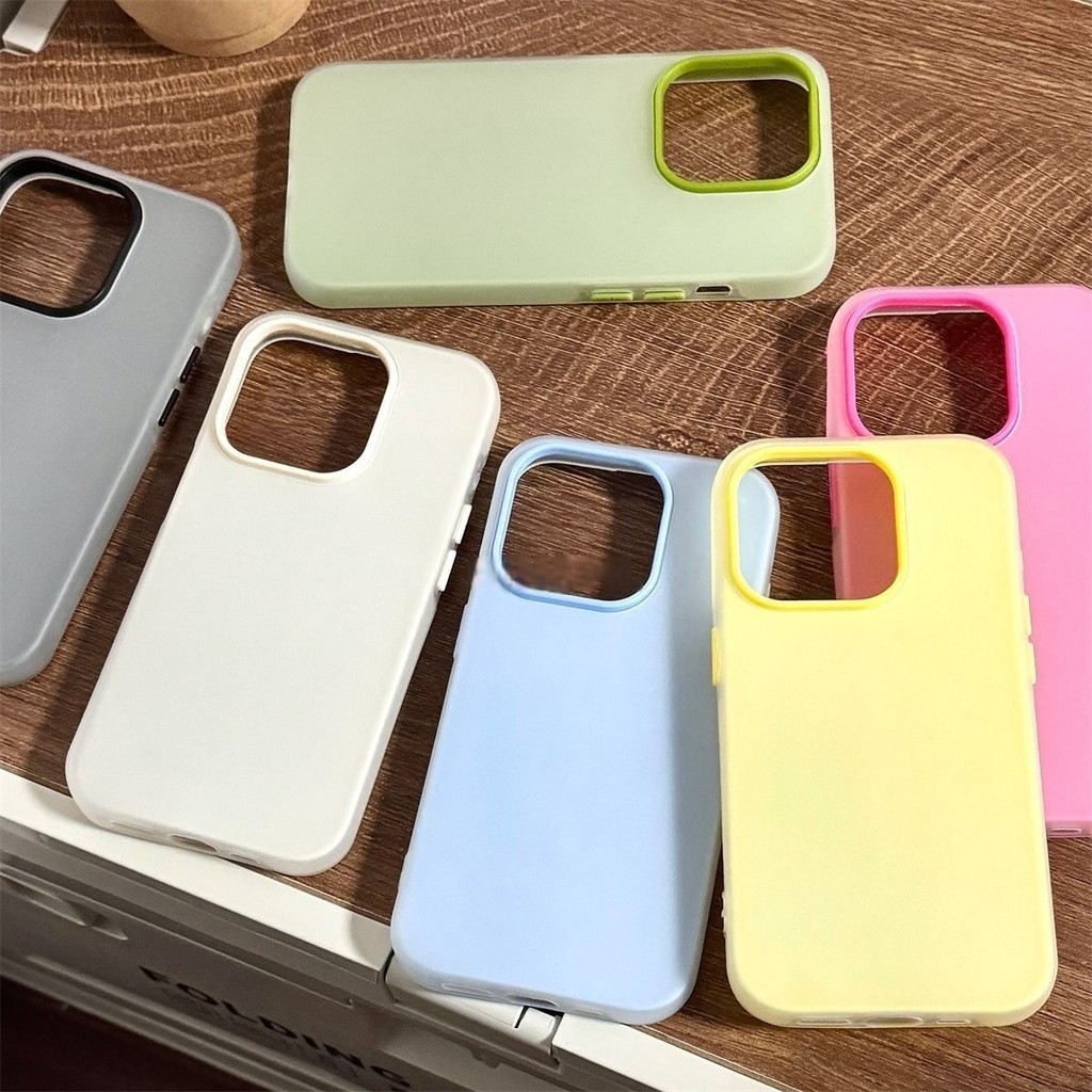 สีทึบ 2-in-1 ใส่กรณีเยลลี่ hard Case สําหรับ iPhone กรณี 16promax 16pro 16plus 15plus 15 15promax 14promax 13pro 13promax 12promax 12 12pro 11 11promax
