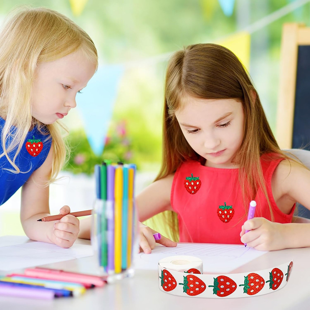 500ชิ้นสตรอเบอร์รี่รอบกาวสติกเกอร์ ทําเอง กล่องของขวัญตกแต่งปิดผนึกสติกเกอร์ - รูปที่ 5