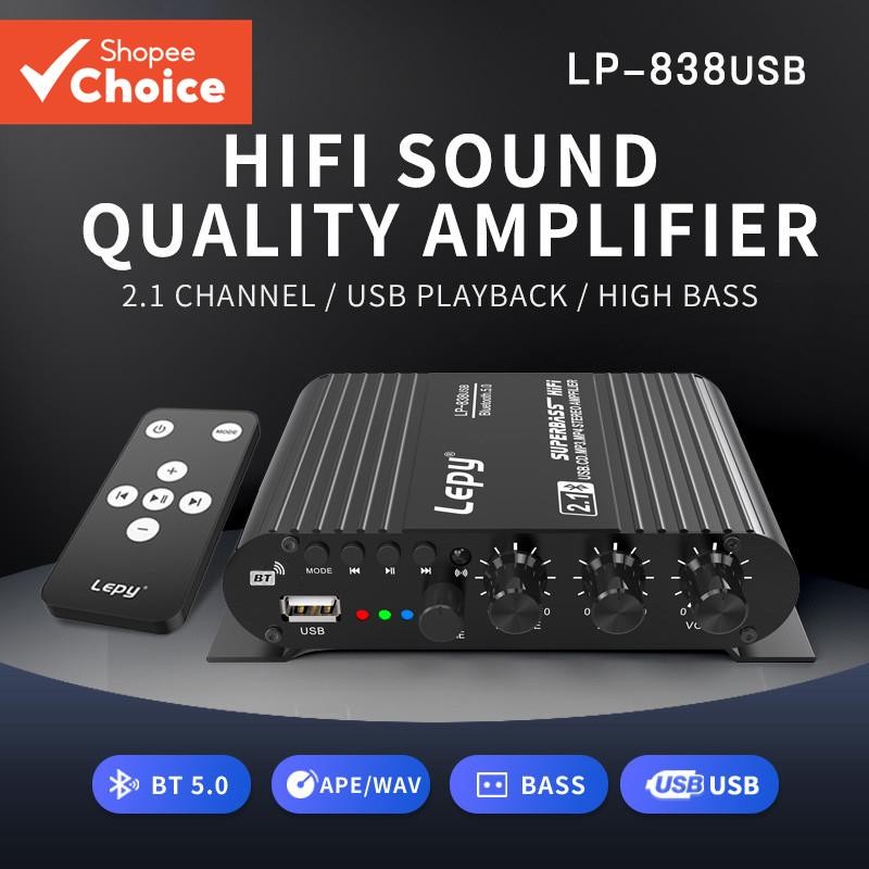 [Shopee Choice] รุ่นอัพเกรด Mini Car Amplifier Audio HiFi Sound Cars Home Amplifiers USB Biuetooth MP3 เครื่องเล่นเพลงพร้อมรีโมทคอนโทรล