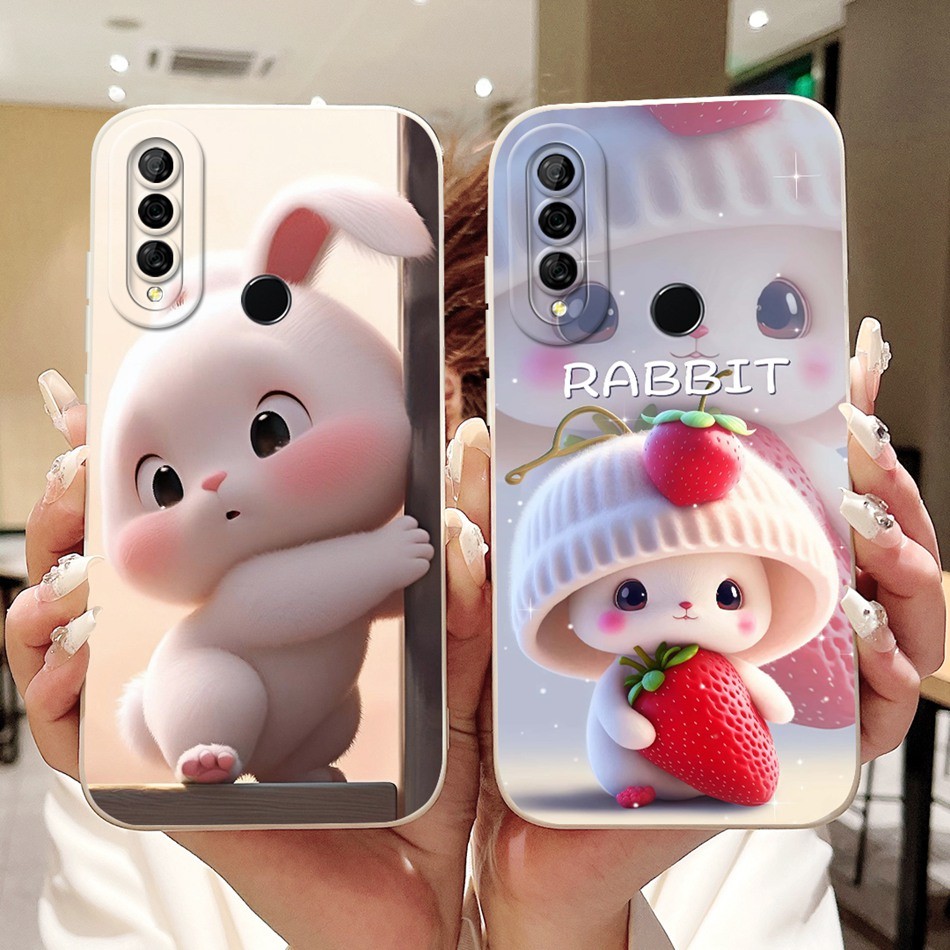 สําหรับ Huawei Y6P MED-LX9 MED-LX9N ใหม่น่ารักกระต่ายแมวการ์ตูนปลอก Y6P 2020 เลนส์ป้องกันซิลิโคนอ่อนนุ่มเคสโทรศัพท์