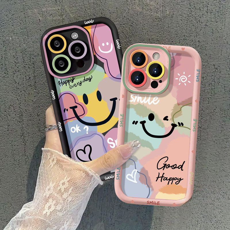 เคสไอโฟน ยิ้มหน่อย โชคดี IPhone 11 12 13 15 14 Pro Max 7Plus XR 8 7 15 6 14 6S Plus X XS Max SE2020 ด้วยความยินดี เคส
