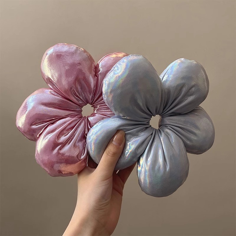 หนัง PU ดอกไม้รูปร่างเชือกผม Scrunchies หางม้าผูกผม Headwear เครื่องประดับผม