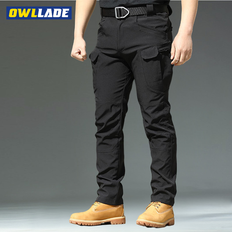 Owllade กางเกงคาร์โก้ยุทธวิธีสีดําสําหรับผู้ชายสีดํา IX7 A01 2T