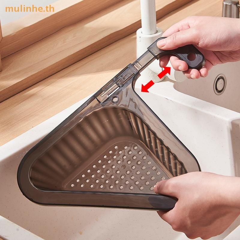 MULINHE อ่างล้างจานตะกร้ากรองมุมท่อระบายน้ําตะกร้ากรองสามเหลี่ยมอ่างล้างจาน Multi-Functional Filtering Draining Rack TH
