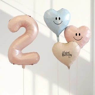 ส่งไว|ถูก ขนาด18นิ้ว แมท ลูกโป่งหัวใจ（มีฐานบอลลูน）ลูกโป่งฟอยล์ หัวใจ หน้ายิ้ม ลูกโป่งวาเลนไทน์ ลูกโป่งบอกรัก