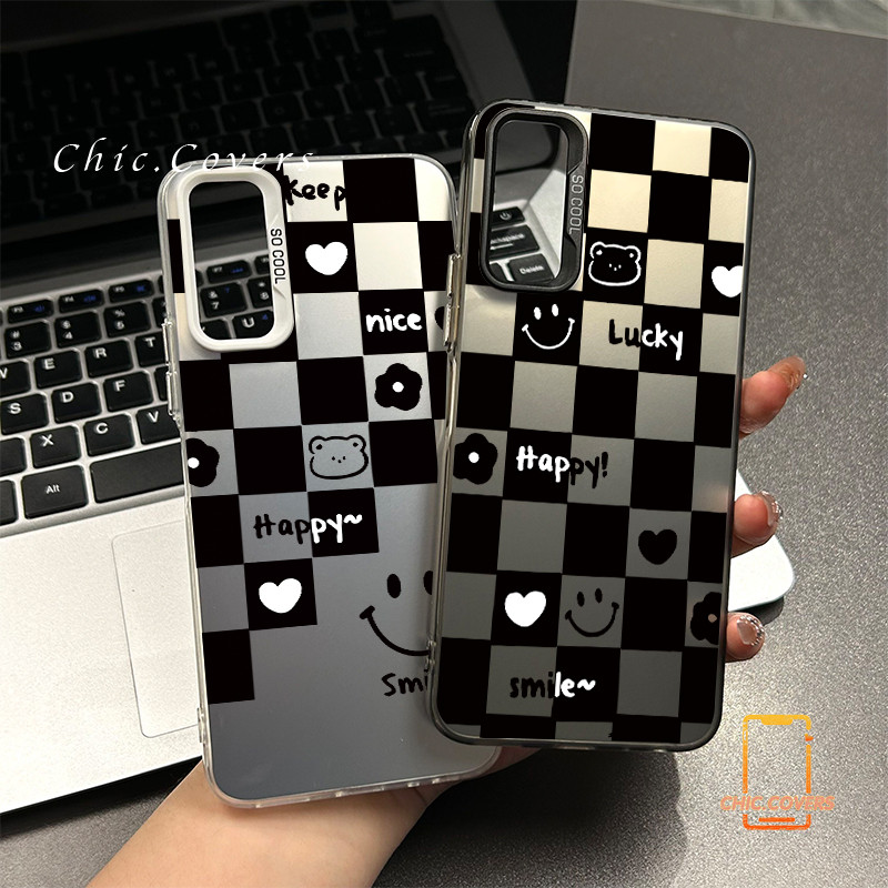 สำหรับ Vivo Y200 Y20 Y20s Y12s Y12A Y17 Y12 Y15 Y11 Y12i Y15A  หมีน้อยสีดำและสีขาวโทรศัพท์วิโว่ V40 V40PRO Y18 Y18s Y18E